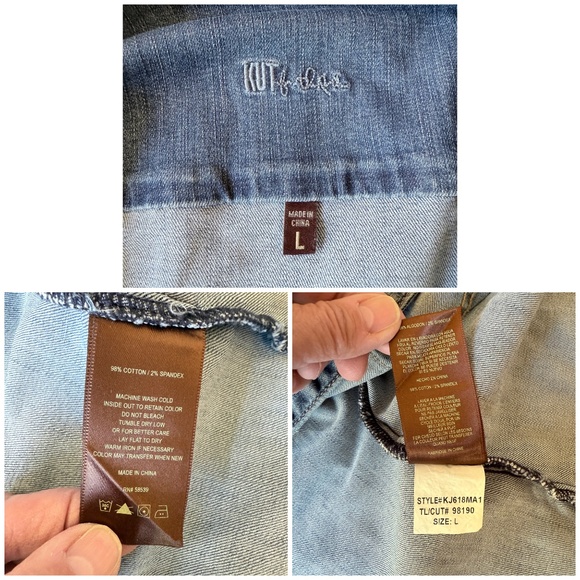 KUT FROM THE KLOTH AMELIA DENIM JEANS JACKET LT DISTRESSING CASUAL CLASSIC BOHO - Picture 12 of 12